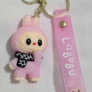Pink Labubu Keychain with Bunny Suit